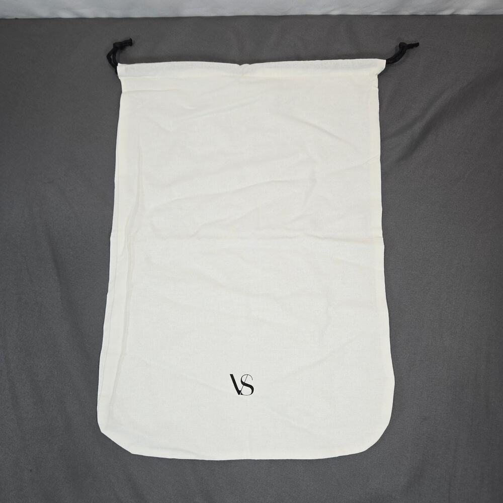 Victoria's Secret VS Logo Drawstring Dust Bag Cream White Cotton 16x12
